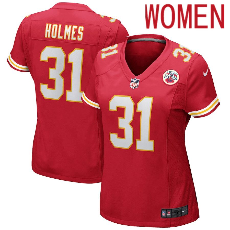 Women Kansas City Chiefs #31 Priest Holmes Nike Red Game Retired Player NFL Jersey->women nfl jersey->Women Jersey
